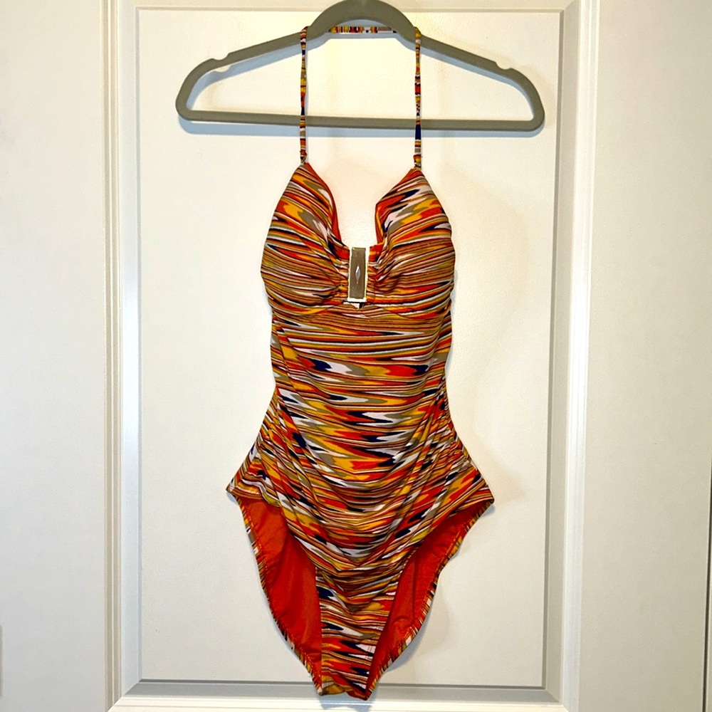 VIX Paula Hermanny One Piece Multicolor Swimsuit 24K Gold-Plated Details Size 12 - Picture 13 of 13